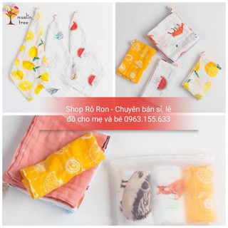 SET 3 XÔ SỮA SỢI TRE MUSLIN 4 LỚP