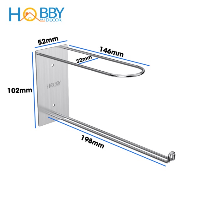 Giá treo Inox SUS304 gọn móc phơi quần áo dán tường gạch men không rỉ sét - HOBBY GPM1