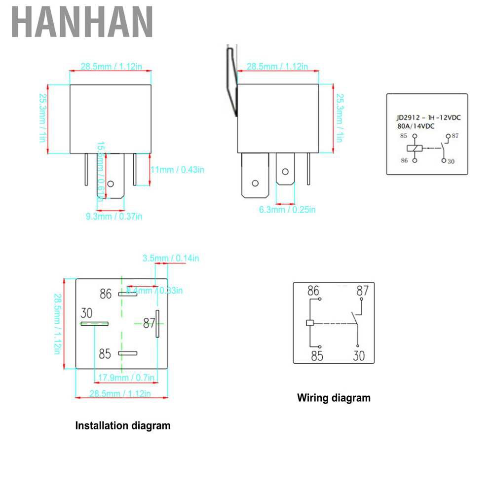 Set 3 Rơ Le Đèn Tín Hiệu Dc 12v 80a 5 Dây Cáp 126mm Cho Xe Hơi