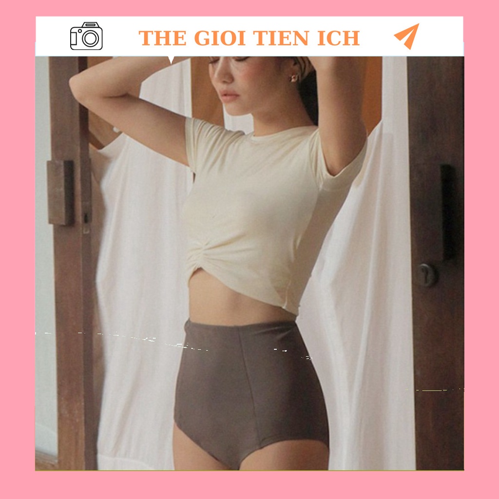 Bộ Đồ bơi đi tắm biển nữ Bikini 2 mảnh ( áo trắng kem- quần nâu)-2234-DBG5-THẾ GIỚI TIỆN ÍCH