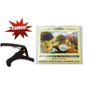 Combo Capo guitar Acoustic ngắn KBD 5A8-De + dây đàn guitar Classic 106