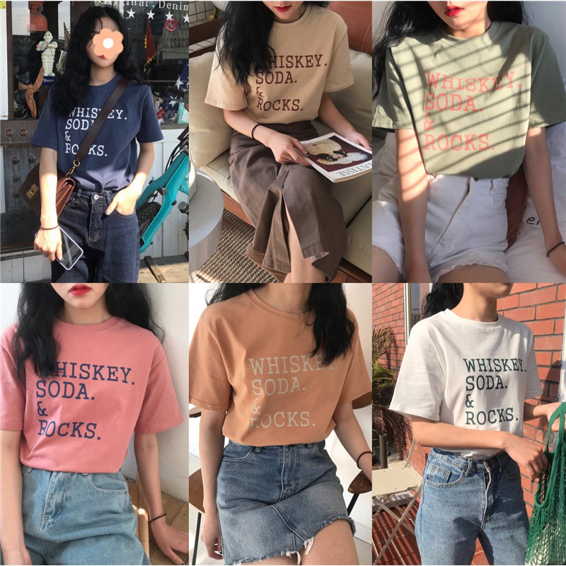 NUZIRO  Áo Thun Tay Ngắn Form Rộng In Chữ Phong Cách Cá Tính Hàn Quốc