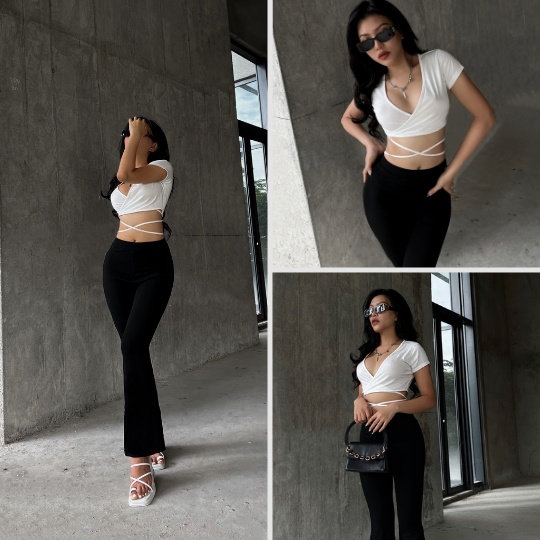 [Mã BMLT35 giảm đến 35K đơn 99K] Quần dài ống loe Adriana Flare Pant vải thun gân co dãn có size dành cho nữ LOVEKIUTEE