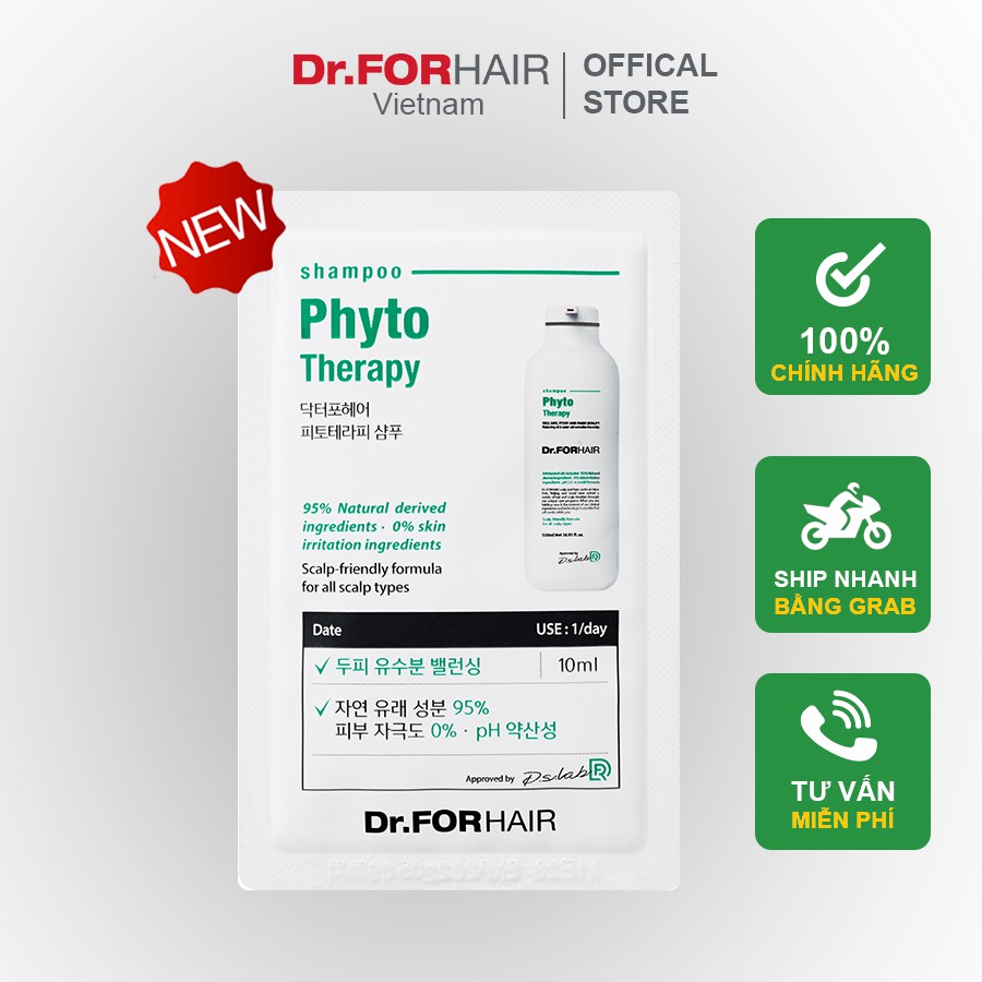 Dầu gội cho da nhạy cảm, dầu gội dưỡng tóc cho da đầu nhạy cảm Dr.FORHAIR Phyto Therapy Shampoo gói 10ml