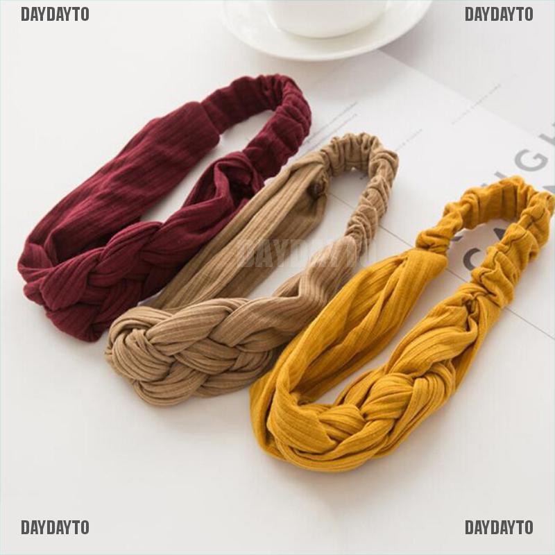 Băng Đô Thắt Nút Co Giãn Màu Trơn Cho Nữ