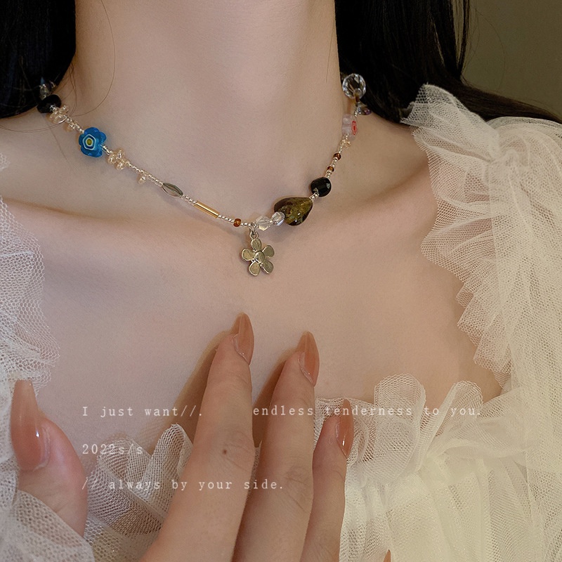 Dây Chuyền Mặt Hình Hoa Và Bướm Đính Ngọc Trai Thời Trang Cho Nữ