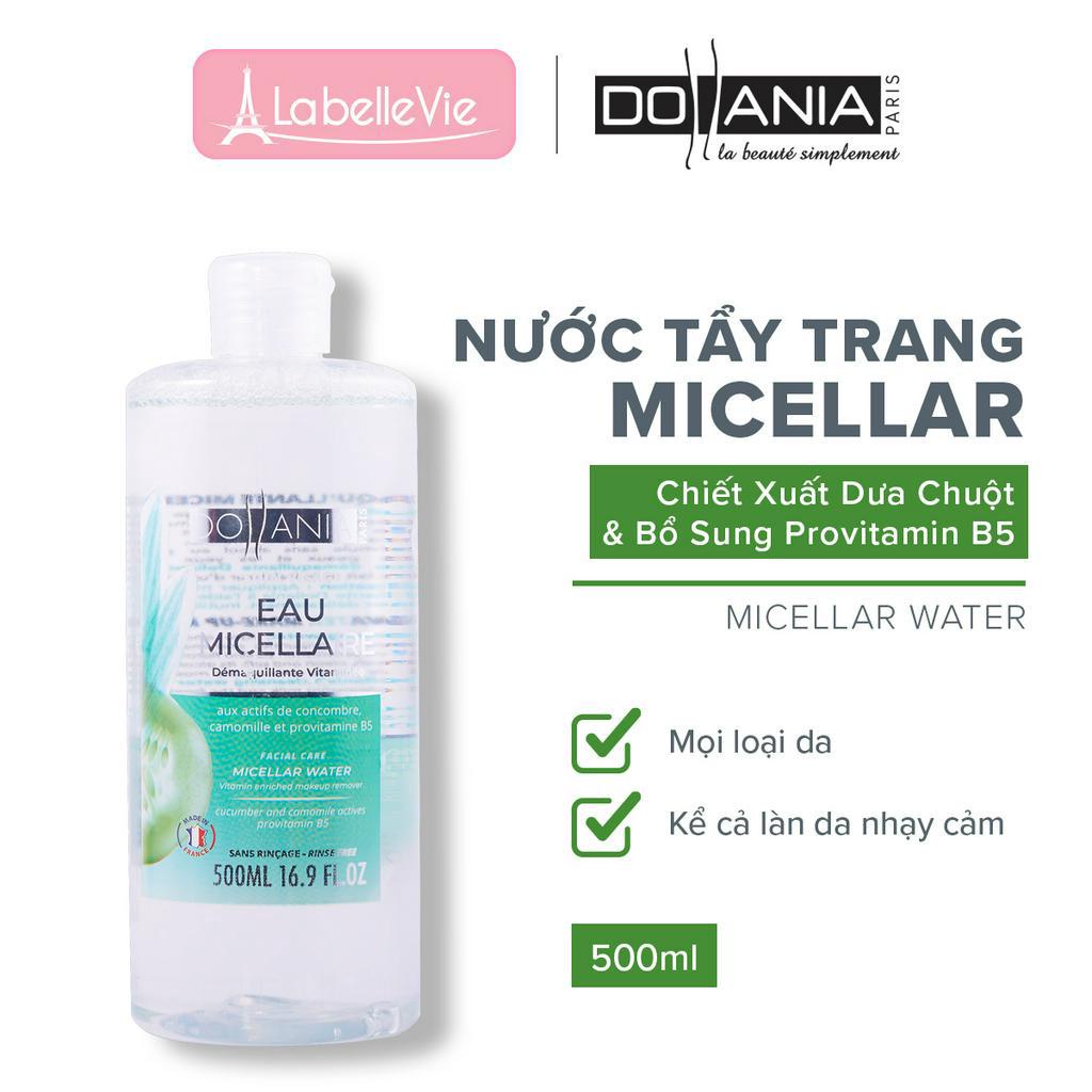 Nước tẩy trang Dollania Micellaire Pro Vitamin B5 &amp; Tinh chất dưa leo 500ml (9122)