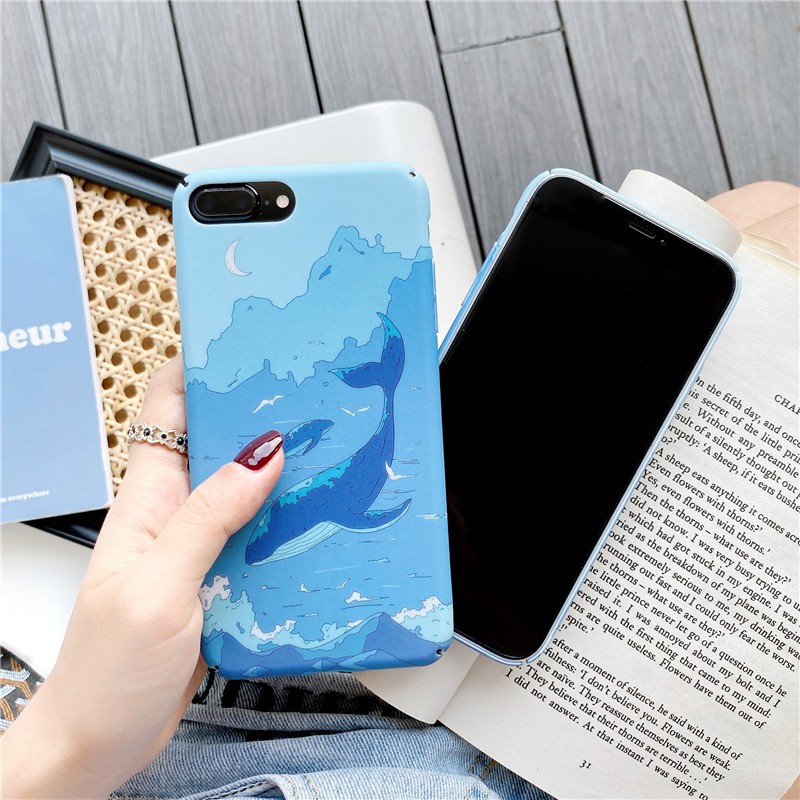 Ốp điện thoại cứng hình có heo xanh dễ thương cho iPhone 6 6S SE 7 8 Plus XS Max XR x 11 pro max