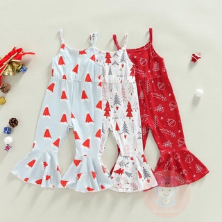 Laa6-toddler Girl Bộ áo liền quần Giáng sinh, Bộ áo liền quần in hình Spaghetti không tay