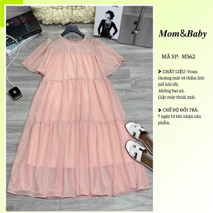 Đầm bầu váy bầu thời trang thiết kế voan hạt hai lớp xinh xắn mặc đi chơi dự tiệc M562 Mom and Baby