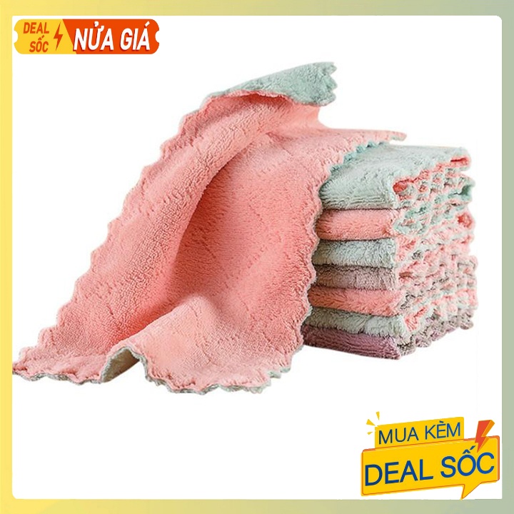 Khăn Lau Tay, Khăn Lau Bếp 2 Màu Đa Năng Siêu Mềm, Siêu Thấm Nước