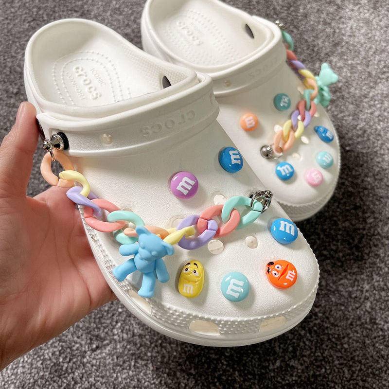 Phụ Kiện Làm Dây Giày CROCS/Giày CROCS Hình Hoa/Gấu Màu Cầu Vồng Dễ Thương DIY