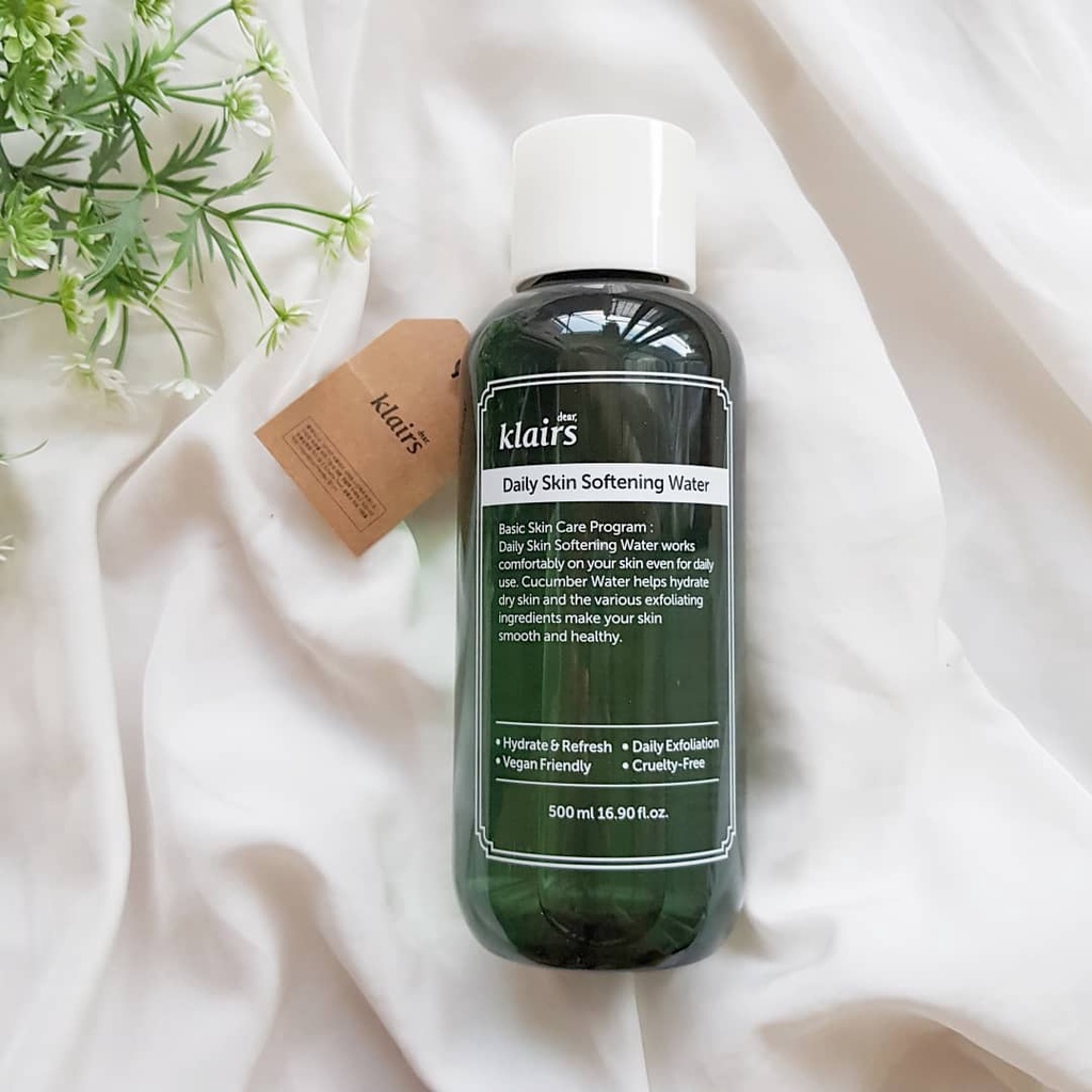 12/2023 Thanh Lý Nước Hoa Hồng Klairs Daily Skin Softening Water Loại Bỏ Da Chết Làm Dịu Cấp ẩm Cho Da 500ml