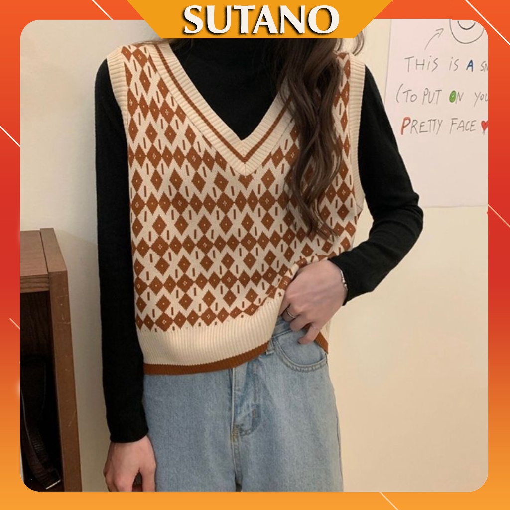 Áo gile len nữ Maika mỏng họa tiết thổ cẩm phong cách Hàn Quốc A463 SUTANO | BigBuy360 - bigbuy360.vn