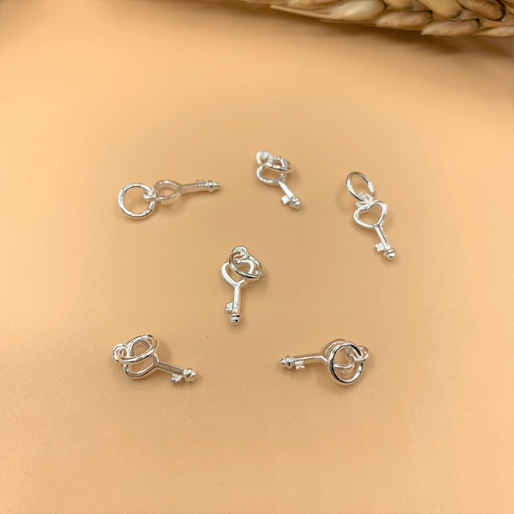 Charm đôi móc treo ổ khóa và chìa khóa trái tim - Charm Bạc 925 - Mã CB271 CB272