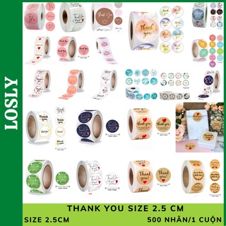 Tổng hợp cuộn nhãn dán Thank you Cute  - Sticker tem nhãn dùng trang trí, tem niêm phong, decal