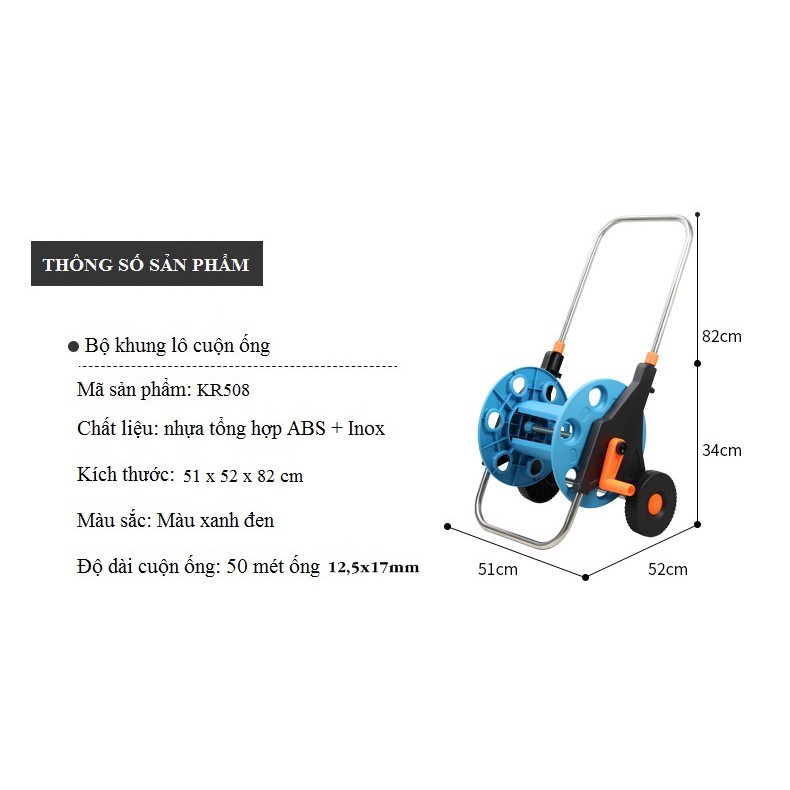 Bộ Khung rulo cuộn ống nước tưới cây lionking KR508