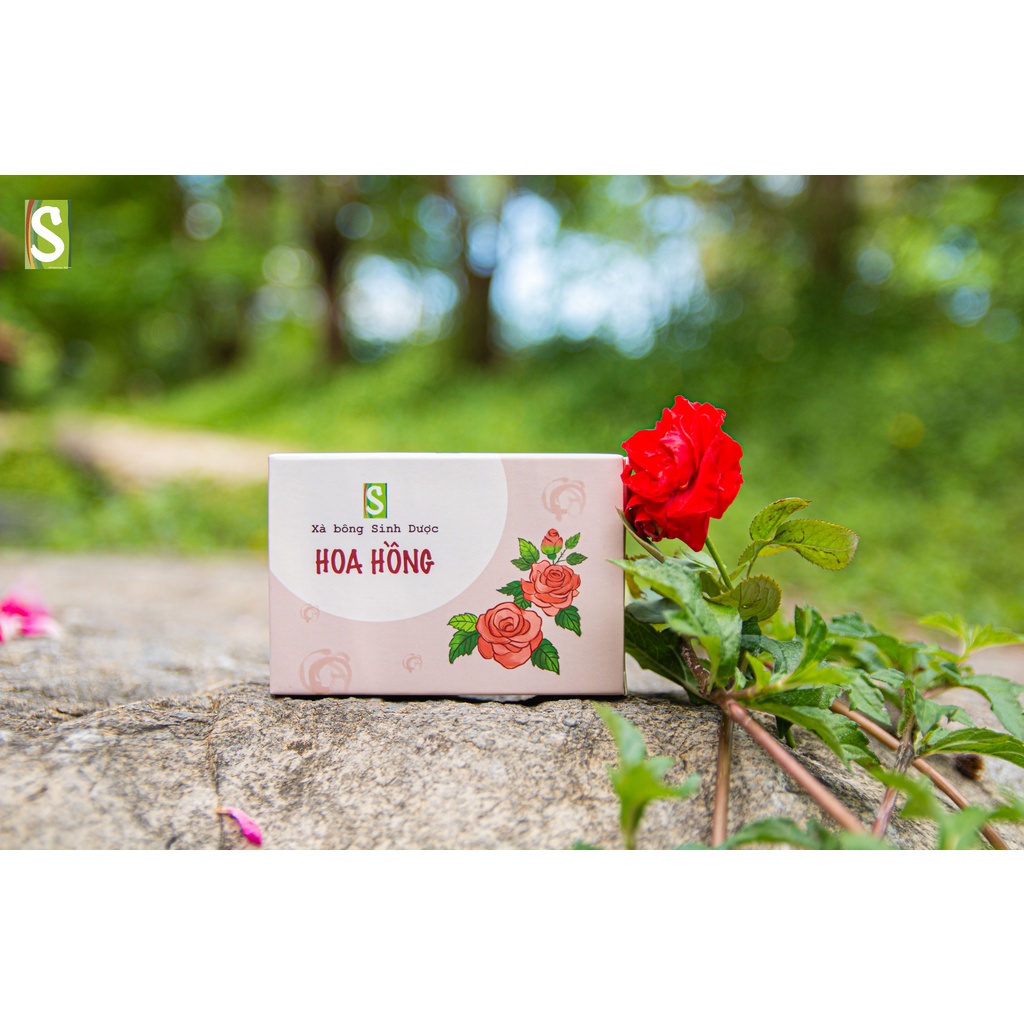 Xà bông Sinh Dược hoa hồng, làm sạch và mềm da chiết xuất 100% từ thiên nhiên, an toàn không hóa chất 100gr - HUNOXA