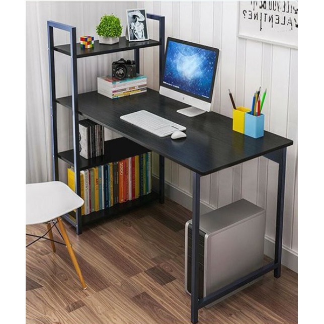 Bàn làm việc, Kèm giá sách, Khung sắt sơn tĩnh điện chịu lực cao, cỡ lớn D1200xR500xC750mm BLV08