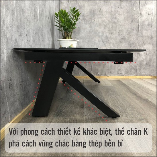 Bàn Làm Việc Ngồi Bệt 120x60x35 Cm Mặt Kính Cương Lực 8 Li Khung Chân Gấp Gọn