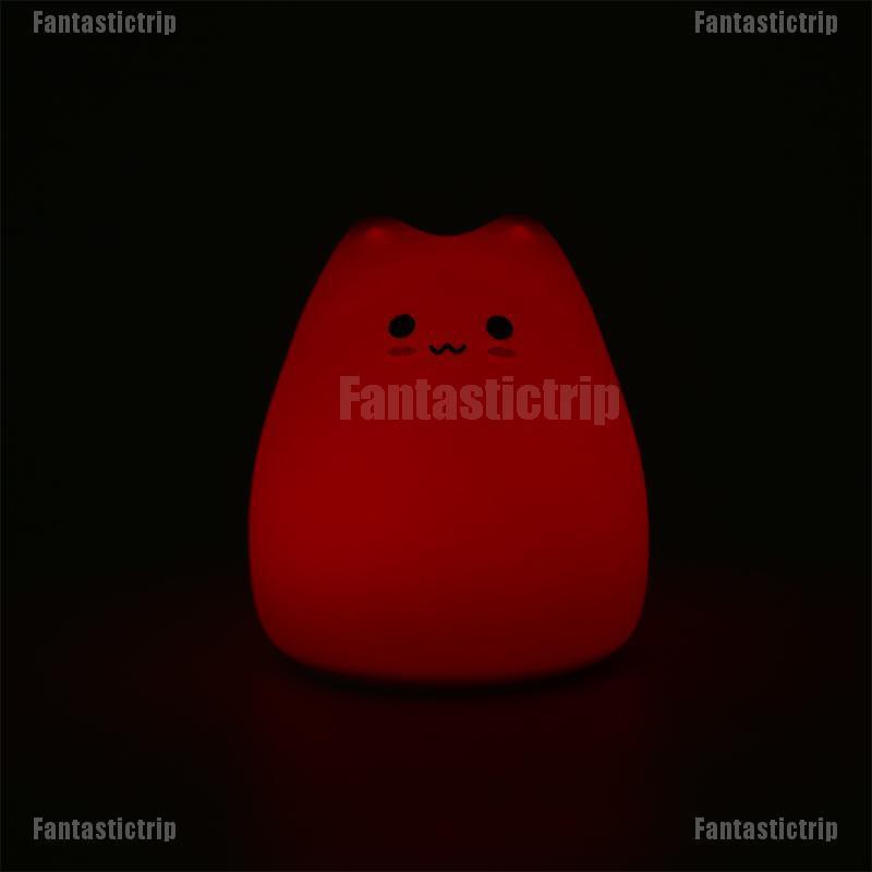 Fantastictrip Cute 7 Colors Cat Soft Silicone LED Touch Sensor Light Cute Night Light Children