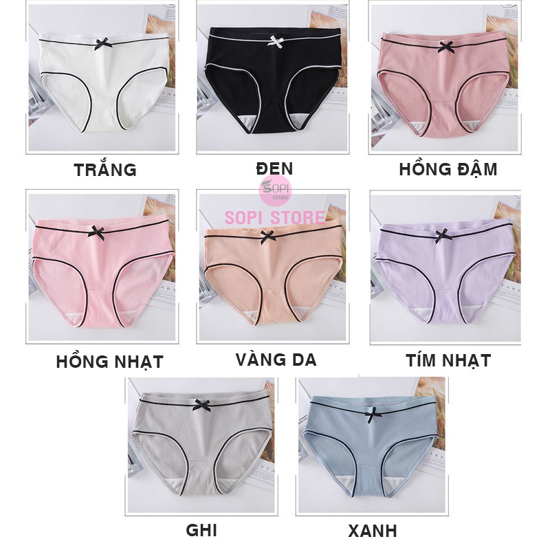 Quần lót nữ dễ thương gân tăm đính nơ, quần chip nữ kiểu Nhật thoáng khí QLH2 - Sopi Store | BigBuy360 - bigbuy360.vn