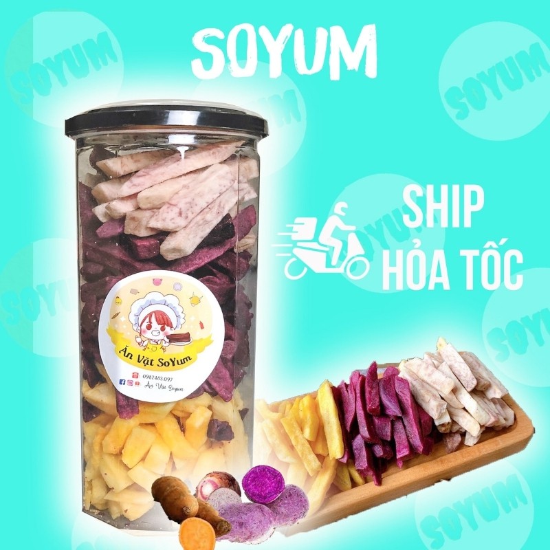 Khoai sấy mix 3 vị 300g, ăn vặt Soyum vừa ngon vừa rẻ