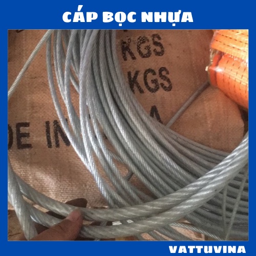 100 Mét Cáp Thép Bọc Nhựa  Ø 3mm, Ø 4mm, Ø 5mm, Ø 6mm  - Vattuvina