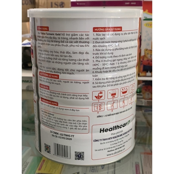 Sữa nghệ phục hồi sức khoẻ sau sinh và phẫu thuật Dr.Celine Turmeric Gold 900g