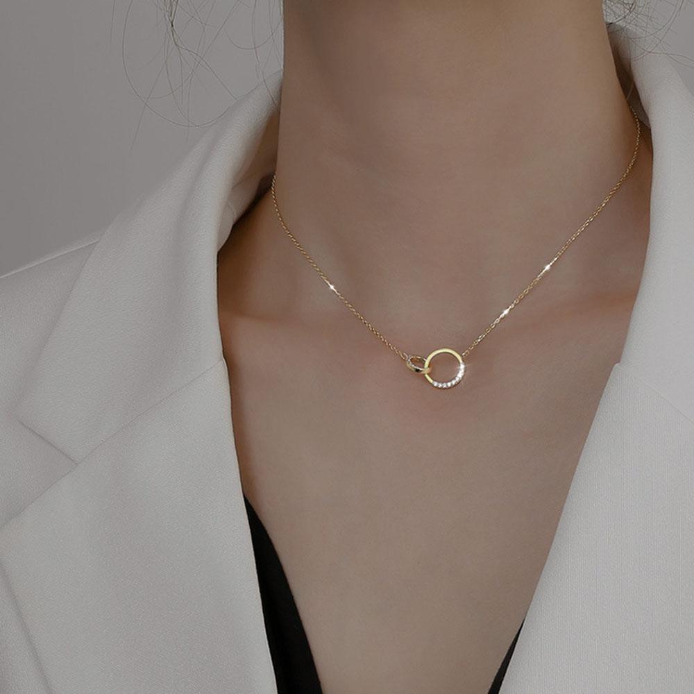 Dây Chuyền Mặt Tròn Đính Đá Zircon Thanh Lịch Cho Nữ|Vòng Cổ Choker Hợp Kim Màu Sắc