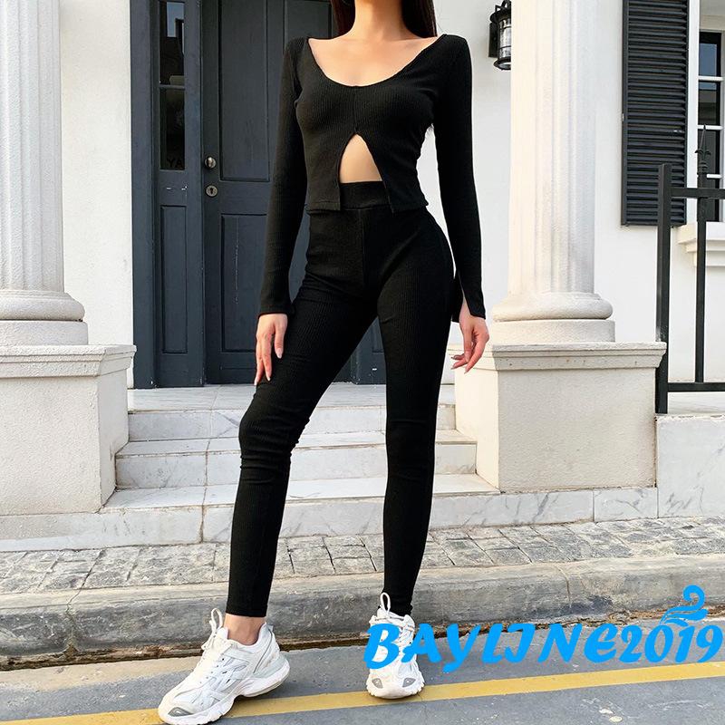 Áo Lửng Tay Dài Màu Trơn Gợi Cảm Cho Nữ