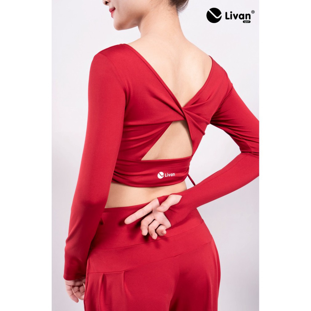 Bộ đồ tập nữ yoga croptop dài tay quần alibaba cao cấp Livan LV20212299