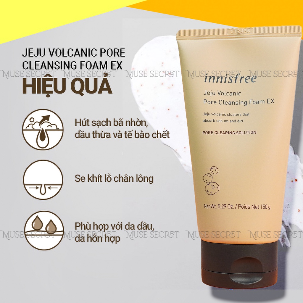 [Quà Tặng Khẩu Trang] Sửa Rửa Mặt Innisfree - Sữa rửa mặt Trà Xanh, Tro Núi Lửa Jeju Volcanic Pore Cleansing Foam 150ml | BigBuy360 - bigbuy360.vn