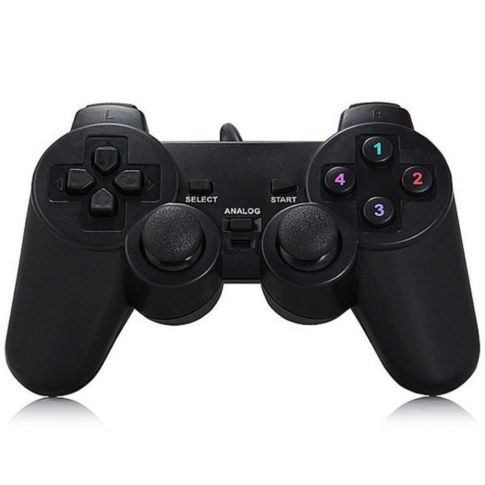 Tay cầm chơi game PS2, PS3, PS4 có dây chế độ rung, dây kết nối USB cho PC  Laptop