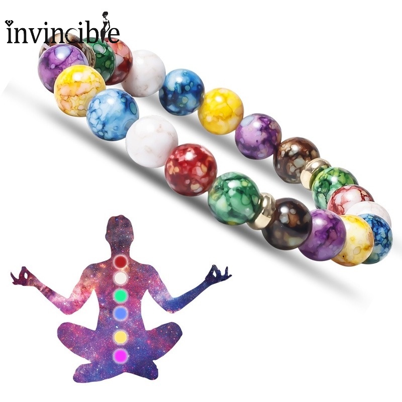 Vòng Tay Đá Núi Lửa 7 Màu Luân Xa Reiki Chống Mệt Mỏi Và Ngủ Ngon