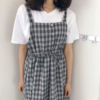[HÀNG HOT] Sét yếm kẻ karo (kèm áo) DNS828