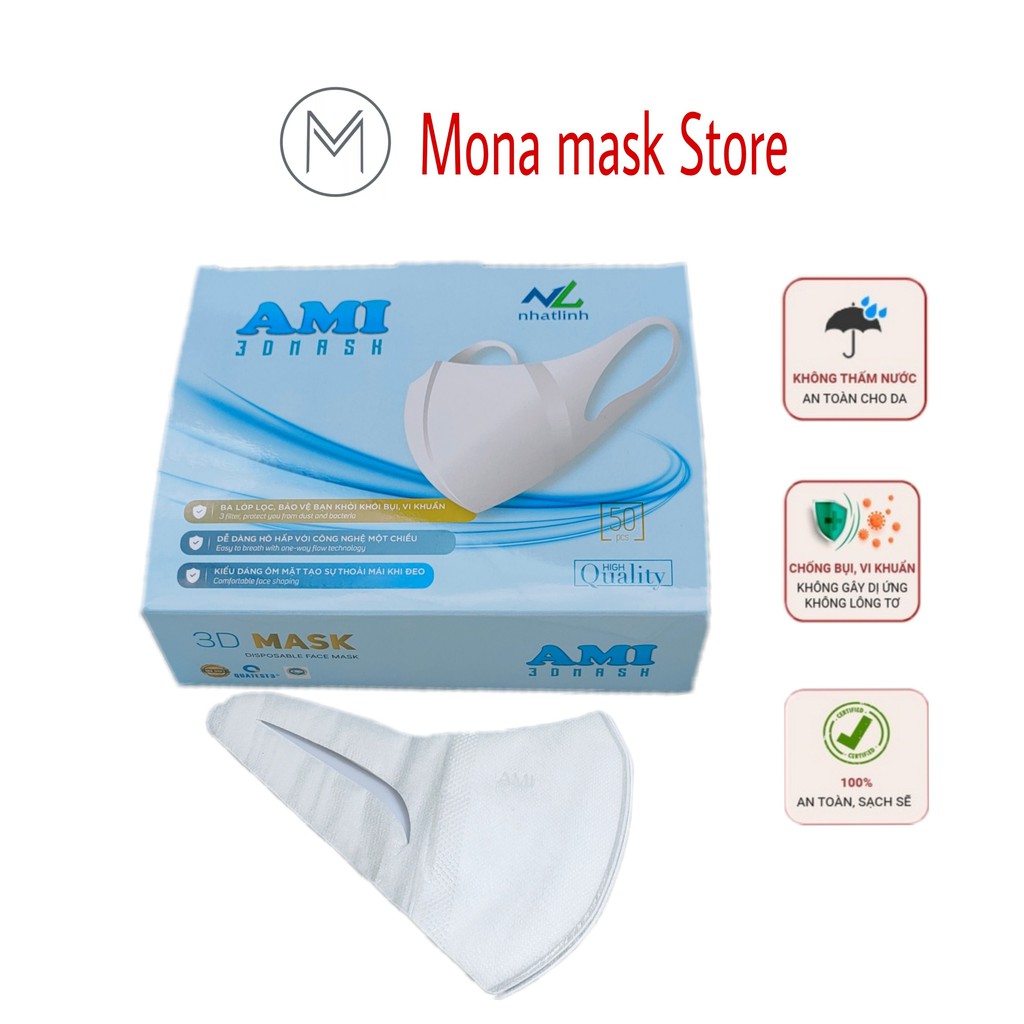 Khẩu trang 3D Mask công nghệ Nhật hộp 50c - Mona mask store | BigBuy360 - bigbuy360.vn