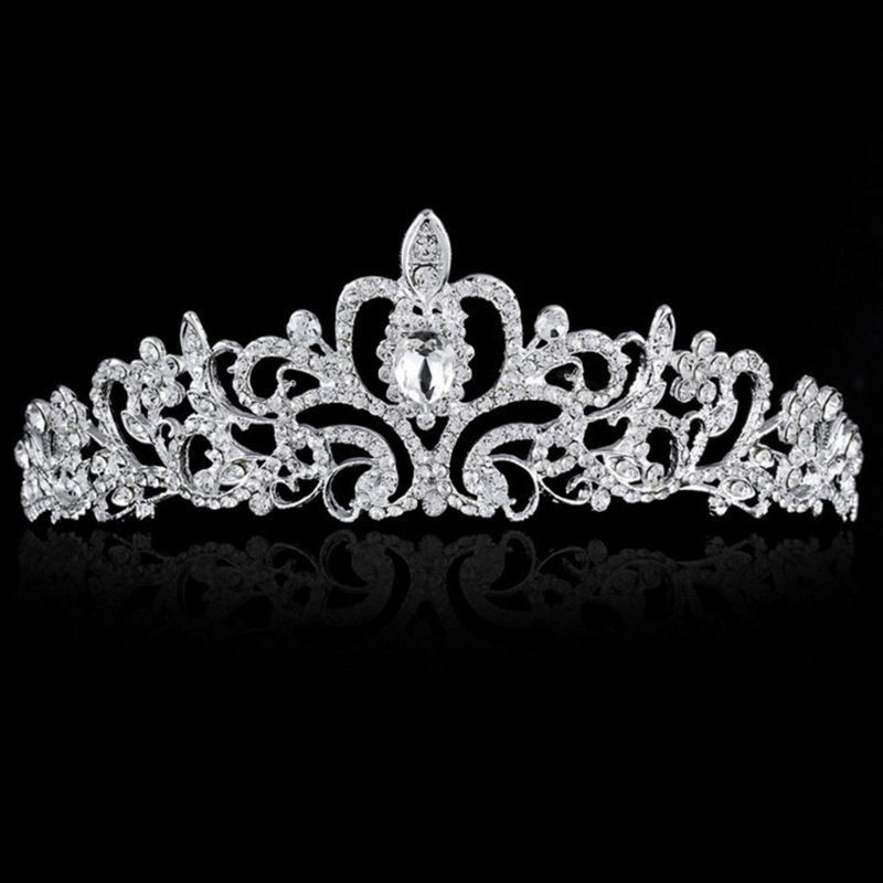 Cài tóc hình vương miện đính đá pha lê lấp lánh thời trang dành cho nữ