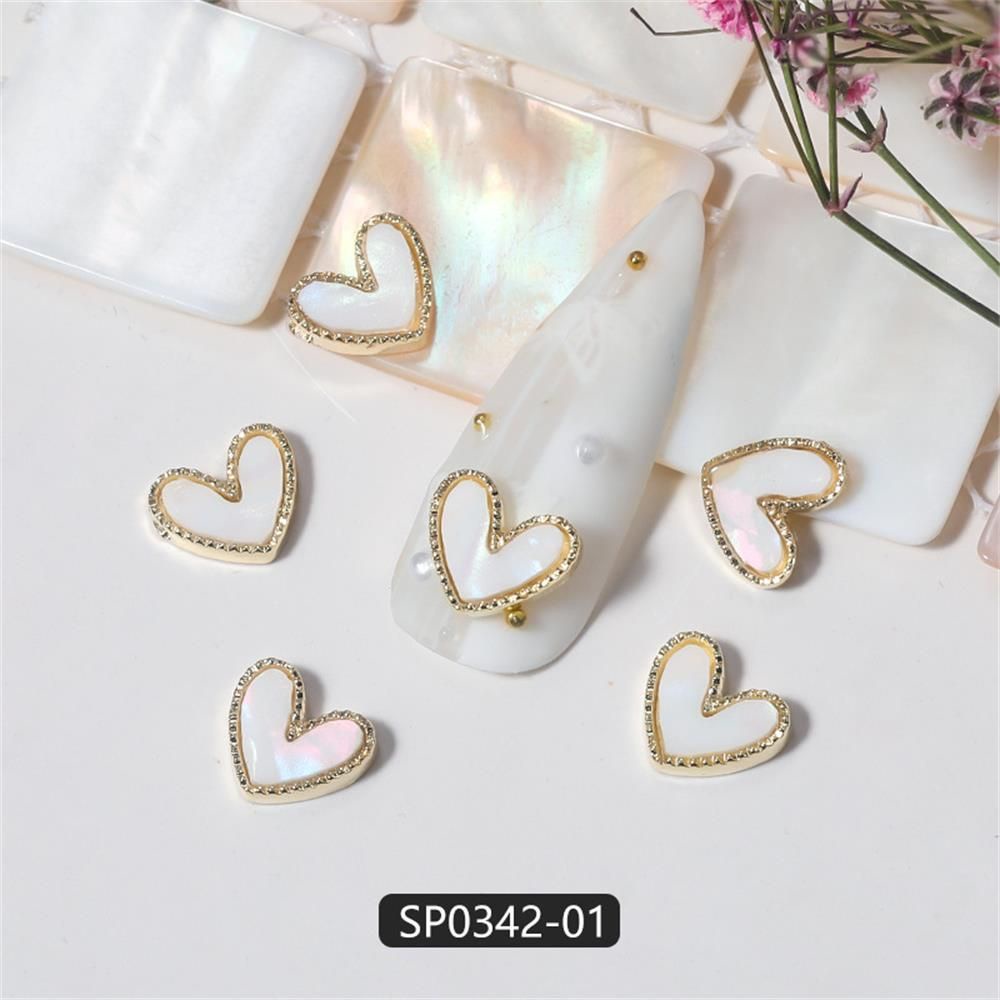 10 Cái Vỏ 3D Tương Lai|Hình Dán Trang Trí Móng Tay Hình Trái Tim|Phụ Kiện Trang Trí Móng Tay Họa Tiết Đá Cẩm Thạch Màu Gradient Bằng Hợp Kim