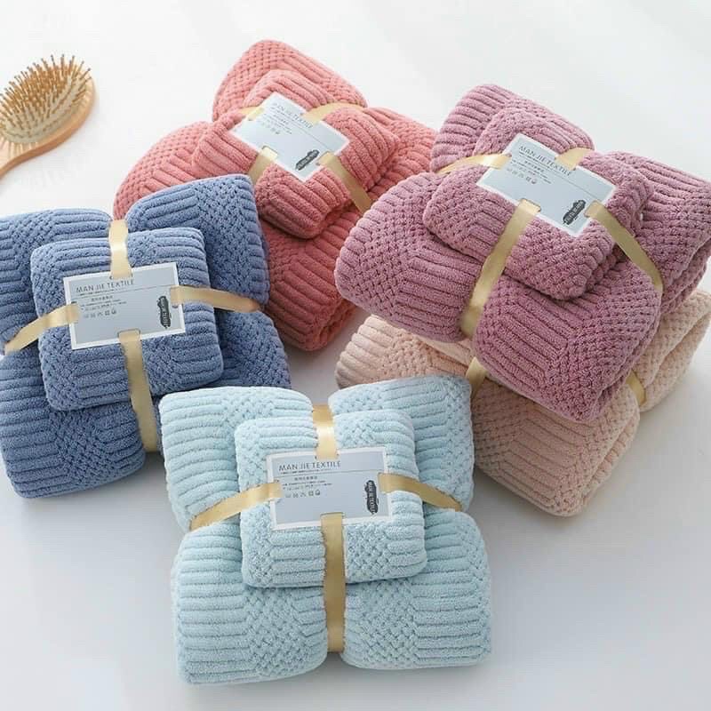 Set 2 khăn tắm lông cừu xuất haà cỡ lớn siêu mềm mịn và thấm nước tốt