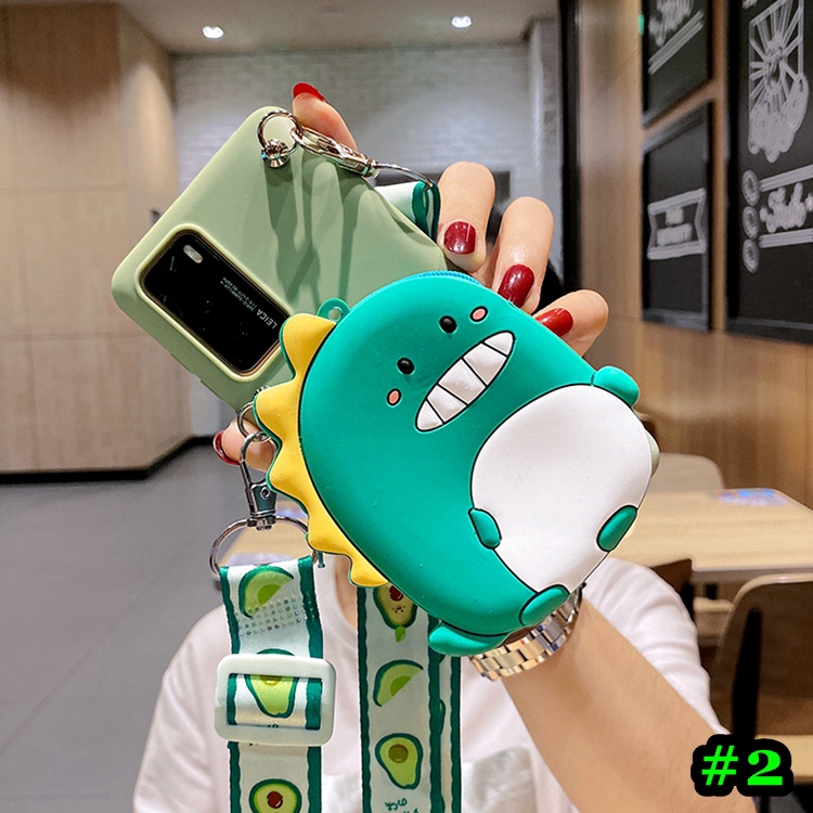 Casing Xiaomi Redmi 8A 7A 6A 5A 4A 8 7 S2 5 5+ Note 10 8 7 6 5 Pro 5A Dinosaur Avocado Coin Purse Sling Soft Phone Case