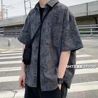 Áo sơ mi tay ngắn dáng rộng năng động hợp thời trang cho nam M-2XL  ྇