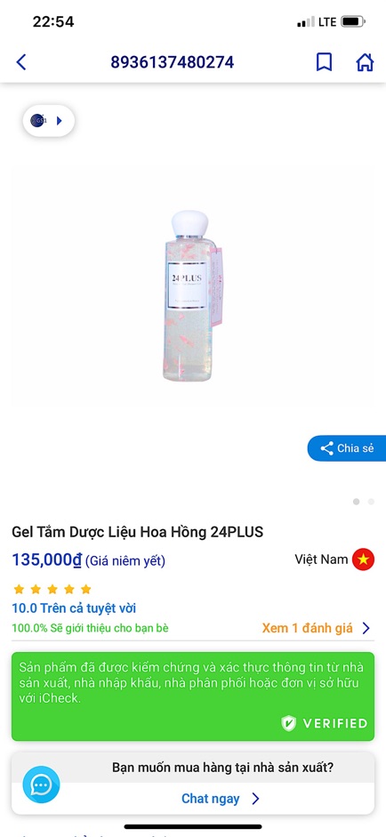 Gel Tắm Dược Liệu Hoa Hồng 24 Plus 250ml