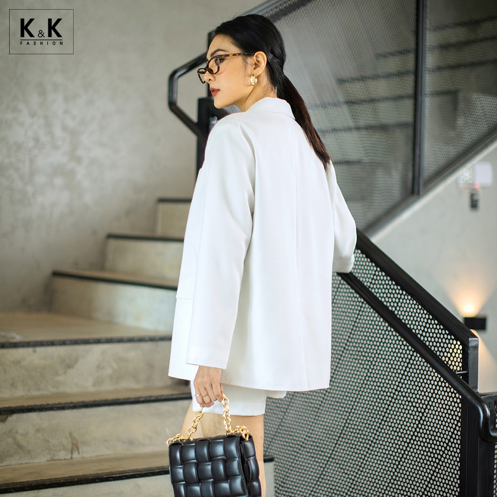 [Mã KKFAK20 giảm 20% tối đa 40K đơn 299K] Áo Blazer Nữ K&K Fashion AK10-11 Màu Trắng Tay Dài Chất Vải Bố Cotton | BigBuy360 - bigbuy360.vn