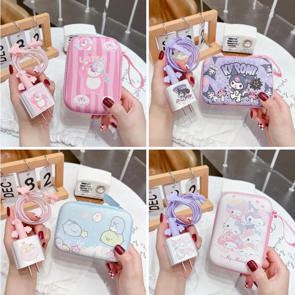 Túi Đựng Tai Nghe/ Cáp Sạc/ Đồ Dùng Hình Mèo Kitty Dễ Thương Tiện Dụng Mang Theo Du Lịch
