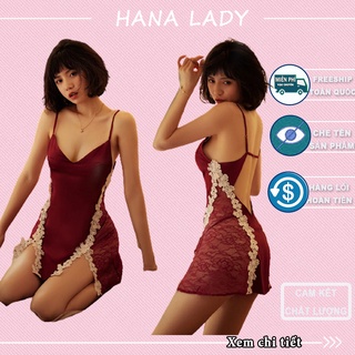 Váy ngủ sexy quyến rũ, gợi cảm xẻ tà phối ren cao cấp VN427