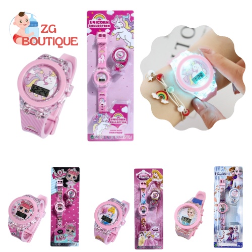 Đồng hồ trẻ em, đồng hồ elsa, ngựa pony, công chúa, búp bê cho bé gái từ 1 đến 10 tuổi ZG Boutique