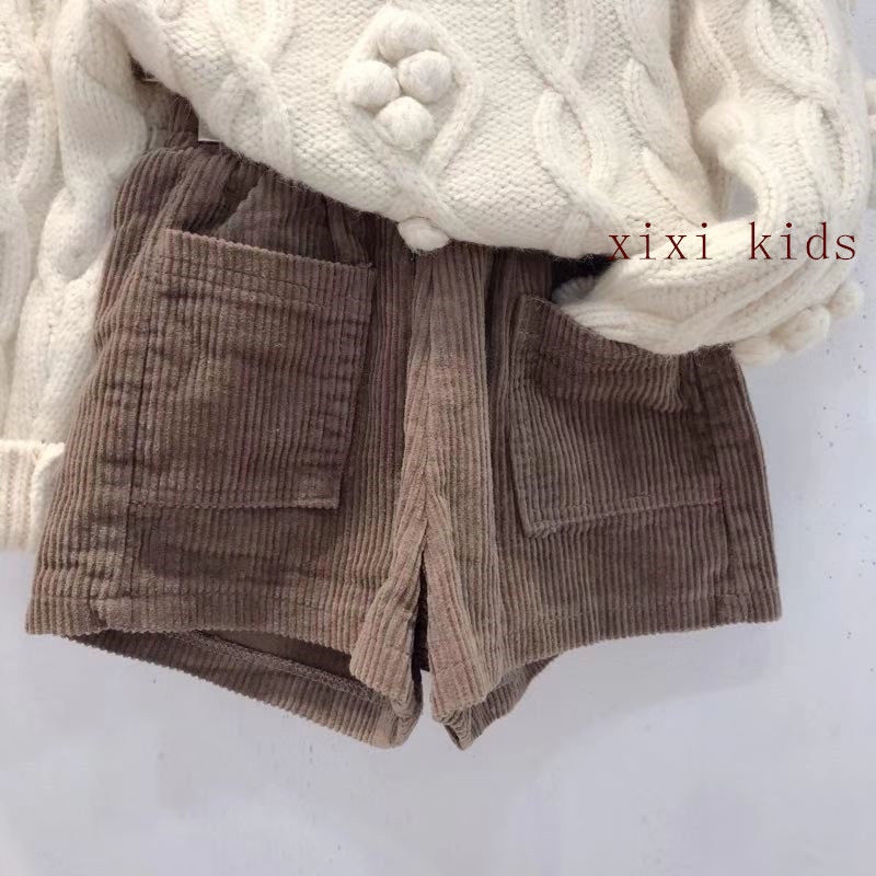 Quần short bằng vải nhung phong cách Hàn Quốc thời trang thu đông 2020 cho bé gái