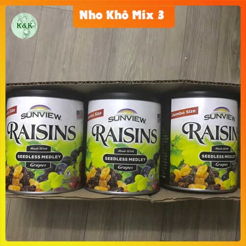 Combo 2 Hộp Nho Khô Mix 3 Màu Mỹ Date T5/2023