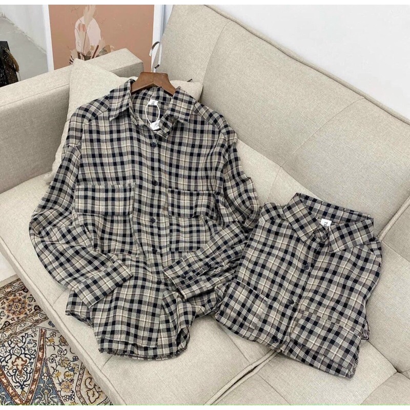 ÁO SƠ MI KẺ MÀU SANG